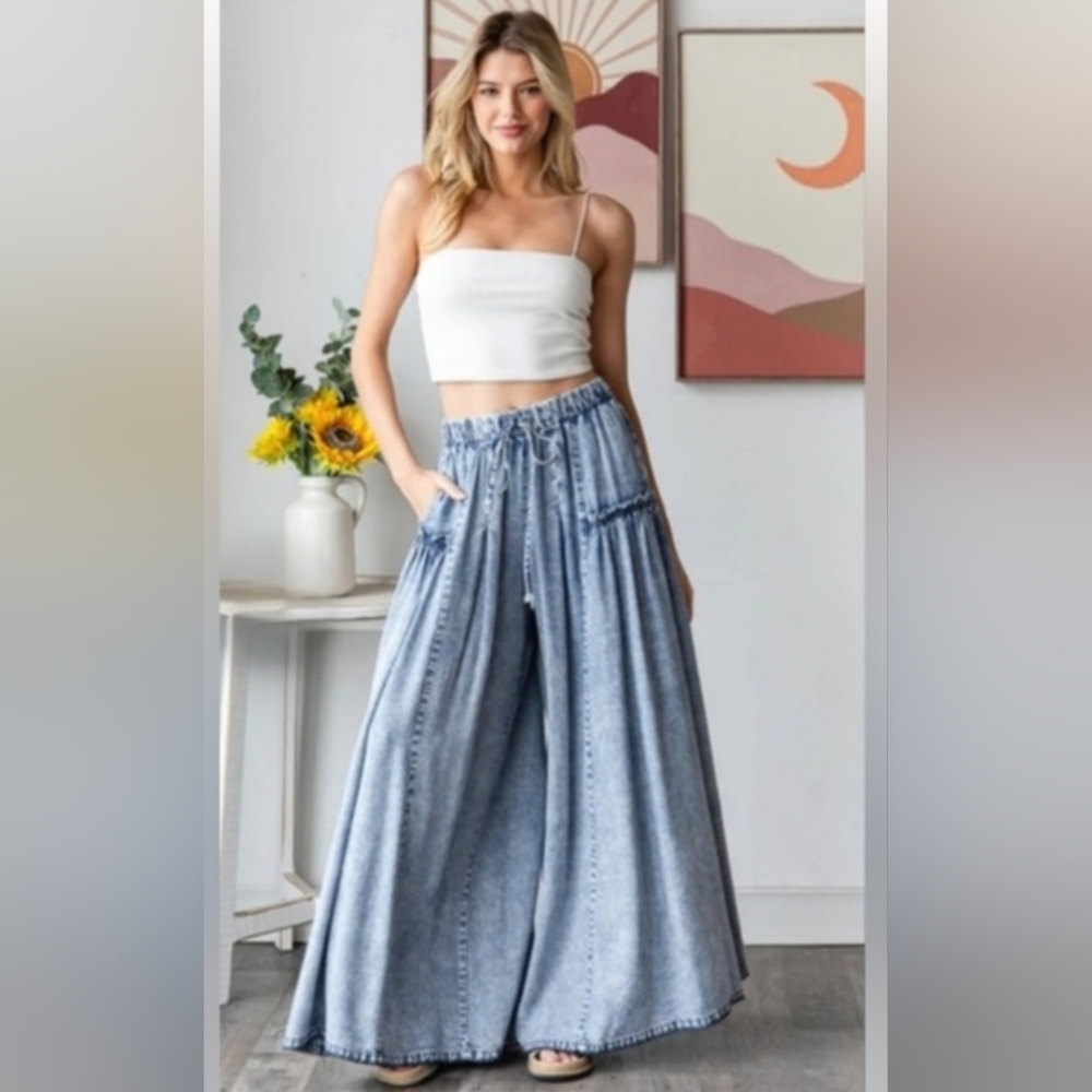 Oli & Hali Light Blue Wide-Leg Pants